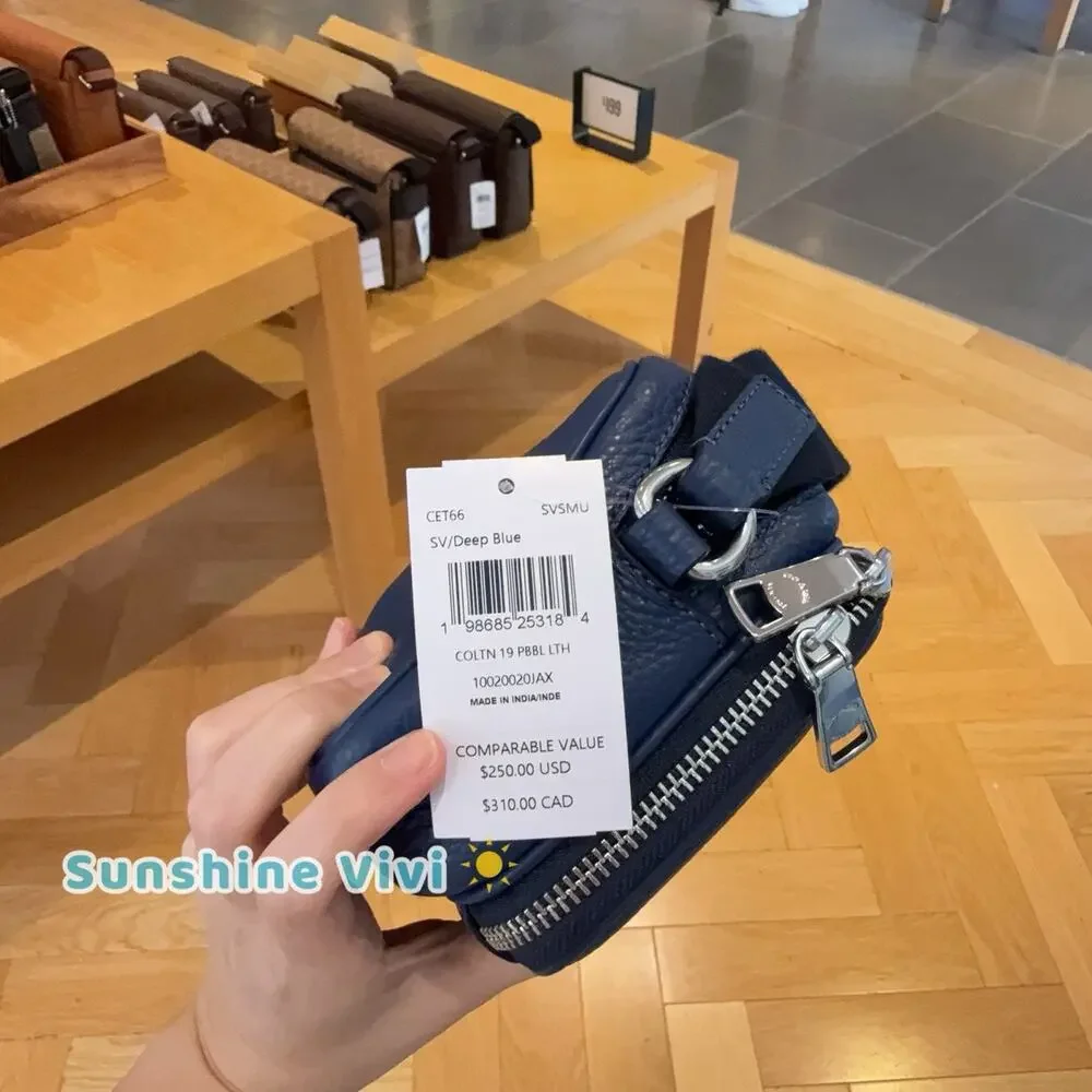 NWT Coach Colton Crossbody Bag 19 CET66 Pebble Leather Deep blue